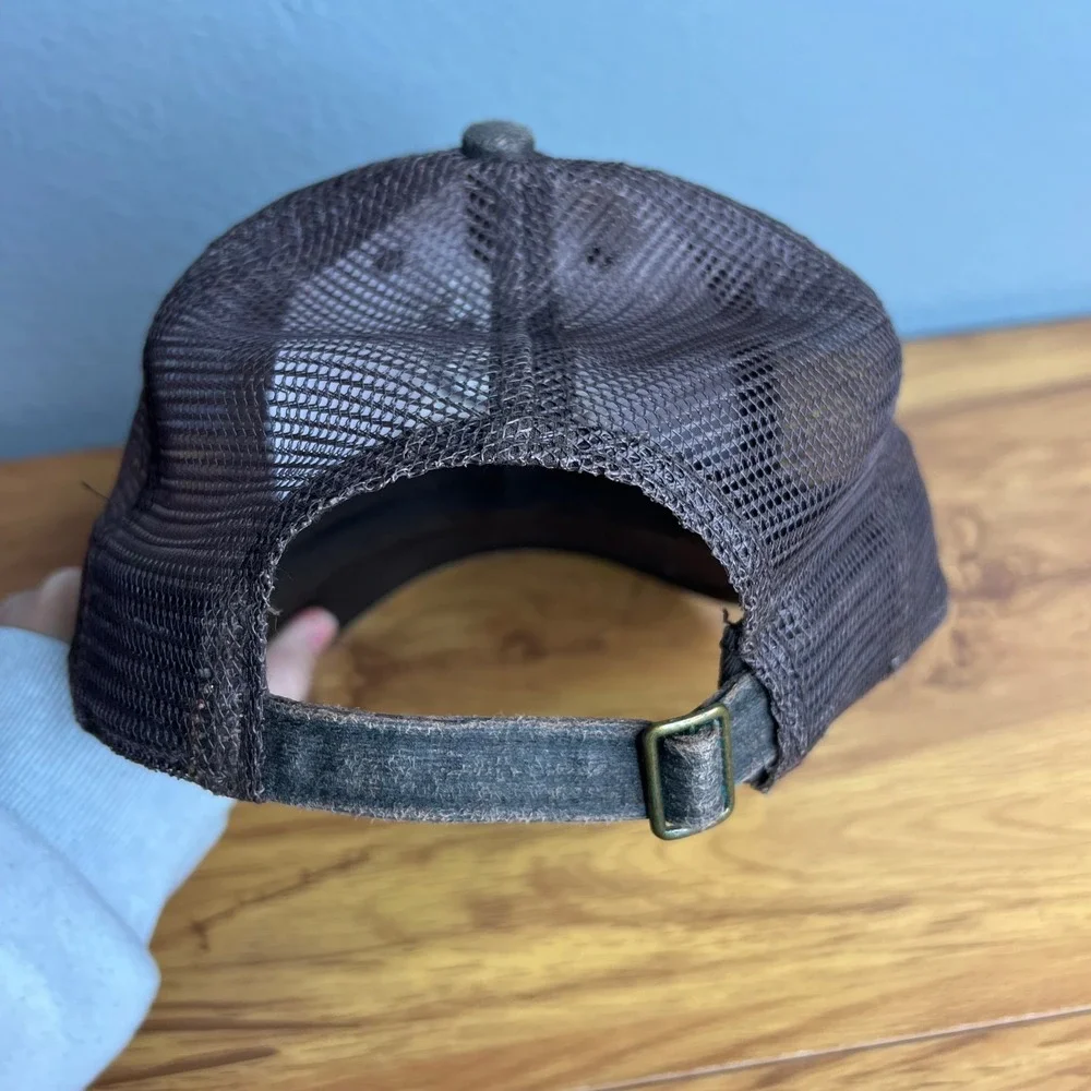 AHEAD Kentucky Derby 143 Cap Hat Distressed Mesh Brown Trucker Snapback